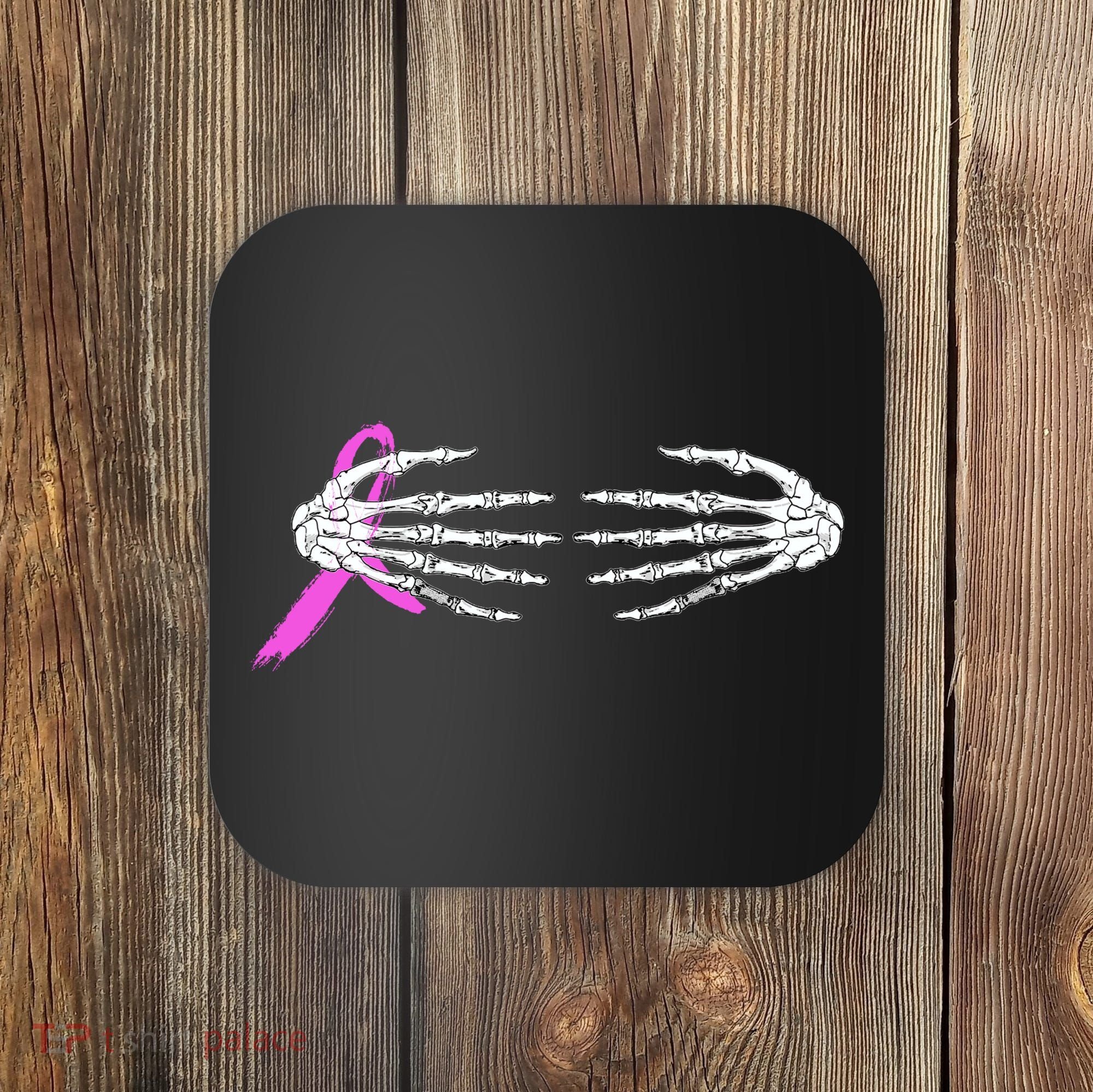 Breast Cancer Skeleton Hands Coaster