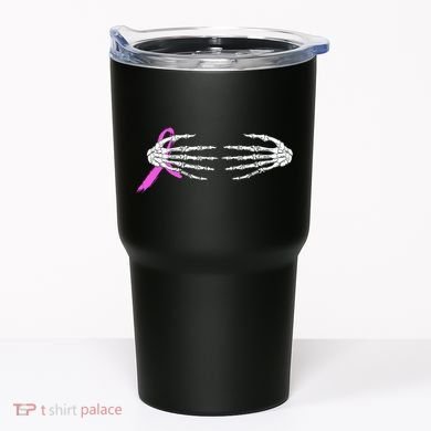 Breast Cancer Skeleton Hands Tumbler