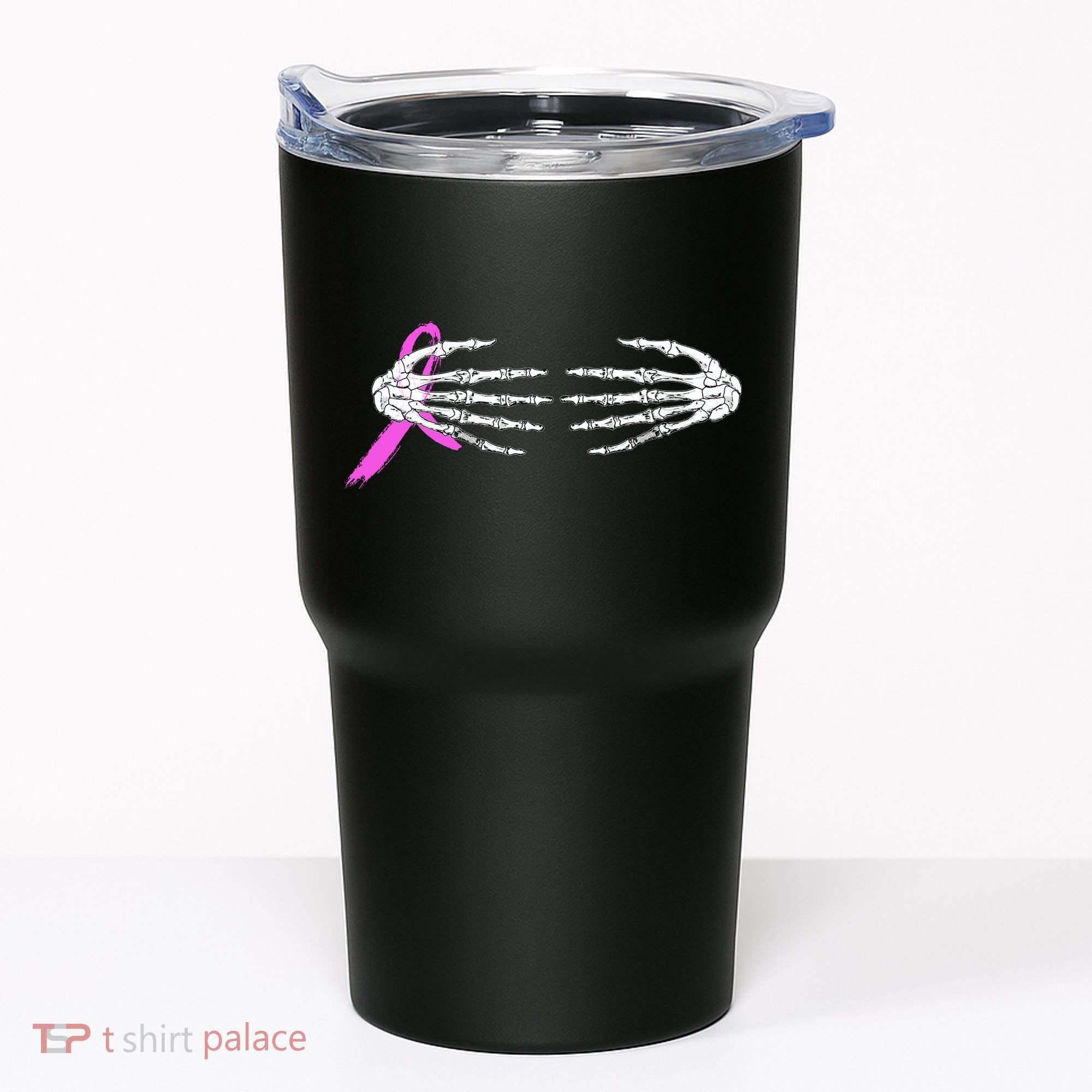 Breast Cancer Skeleton Hands Tumbler
