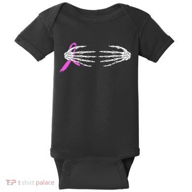 Breast Cancer Skeleton Hands Baby Bodysuit