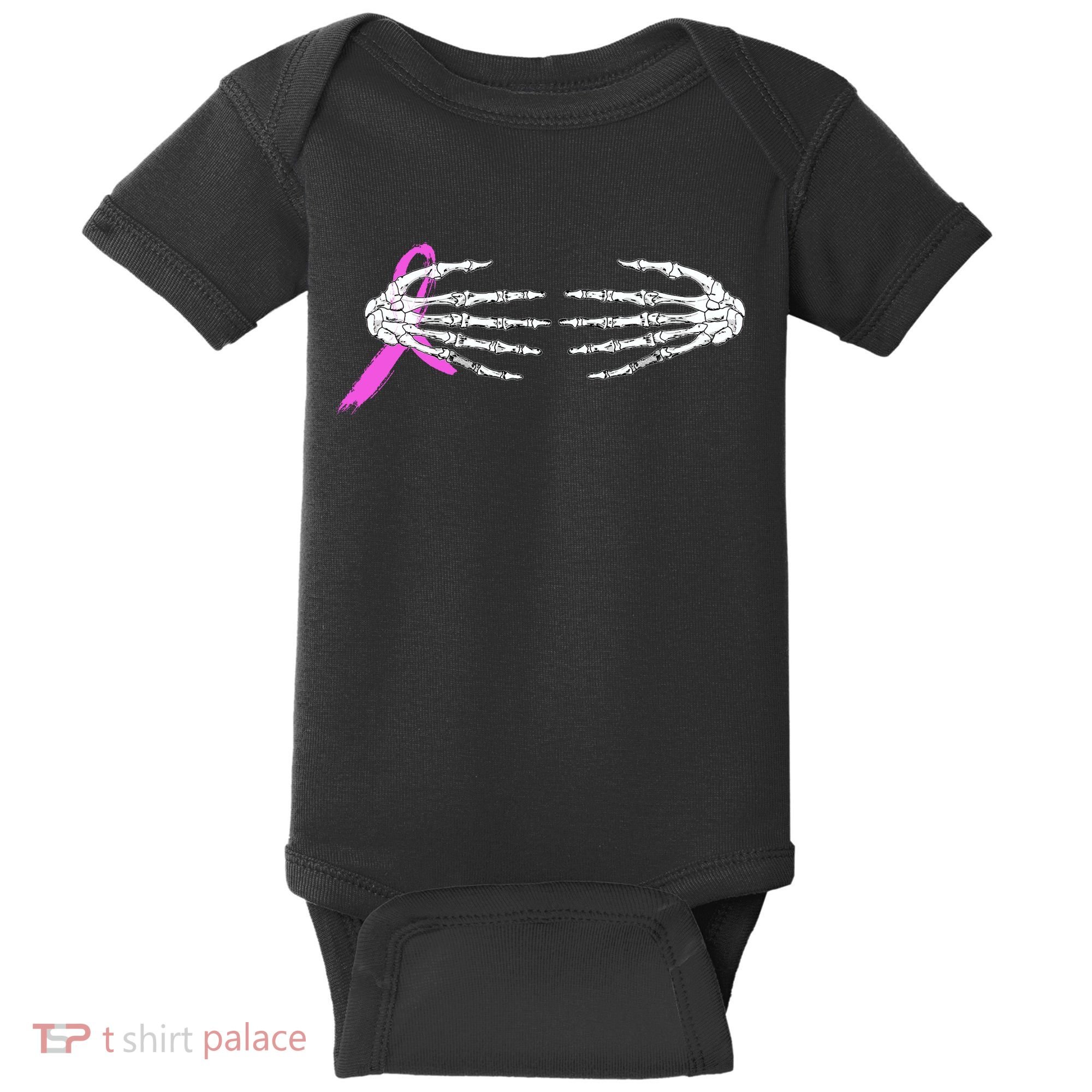 Breast Cancer Skeleton Hands Baby Bodysuit