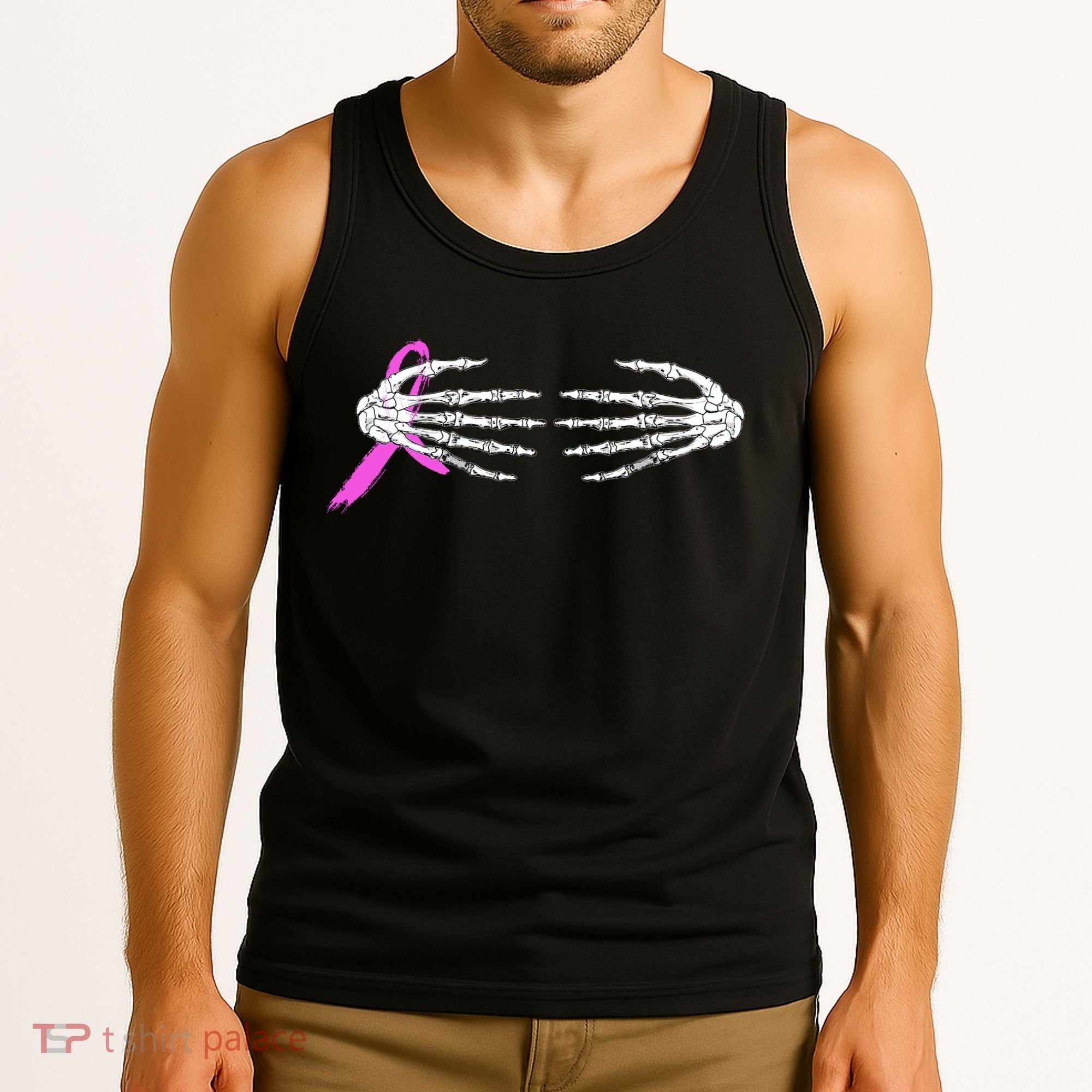 Breast Cancer Skeleton Hands Tank Top
