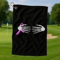 Breast Cancer Skeleton Hands Golf Towel thumb 1