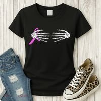 Breast Cancer Skeleton Hands Women's T-Shirt thumb 3