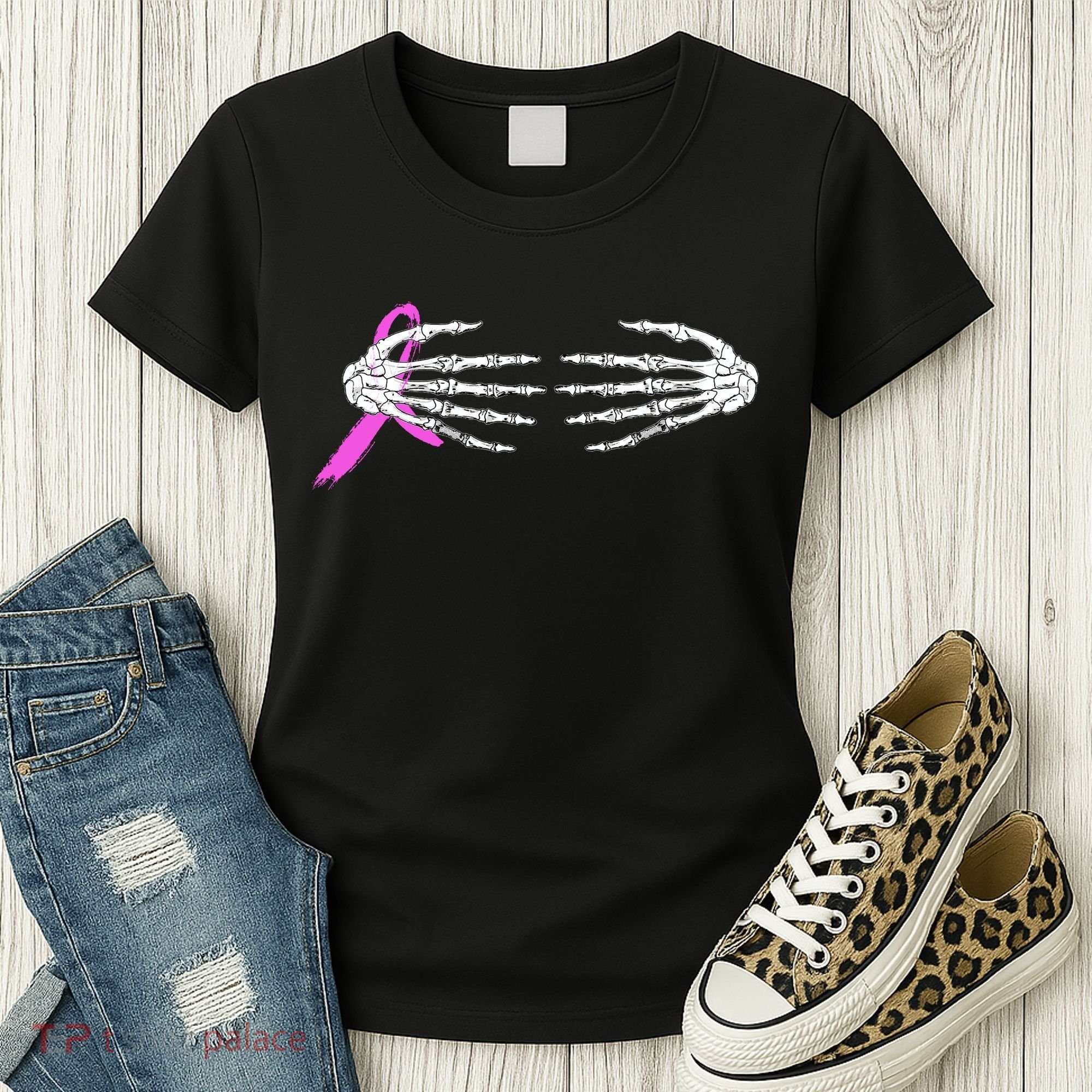 Breast Cancer Skeleton Hands Women's T-Shirt