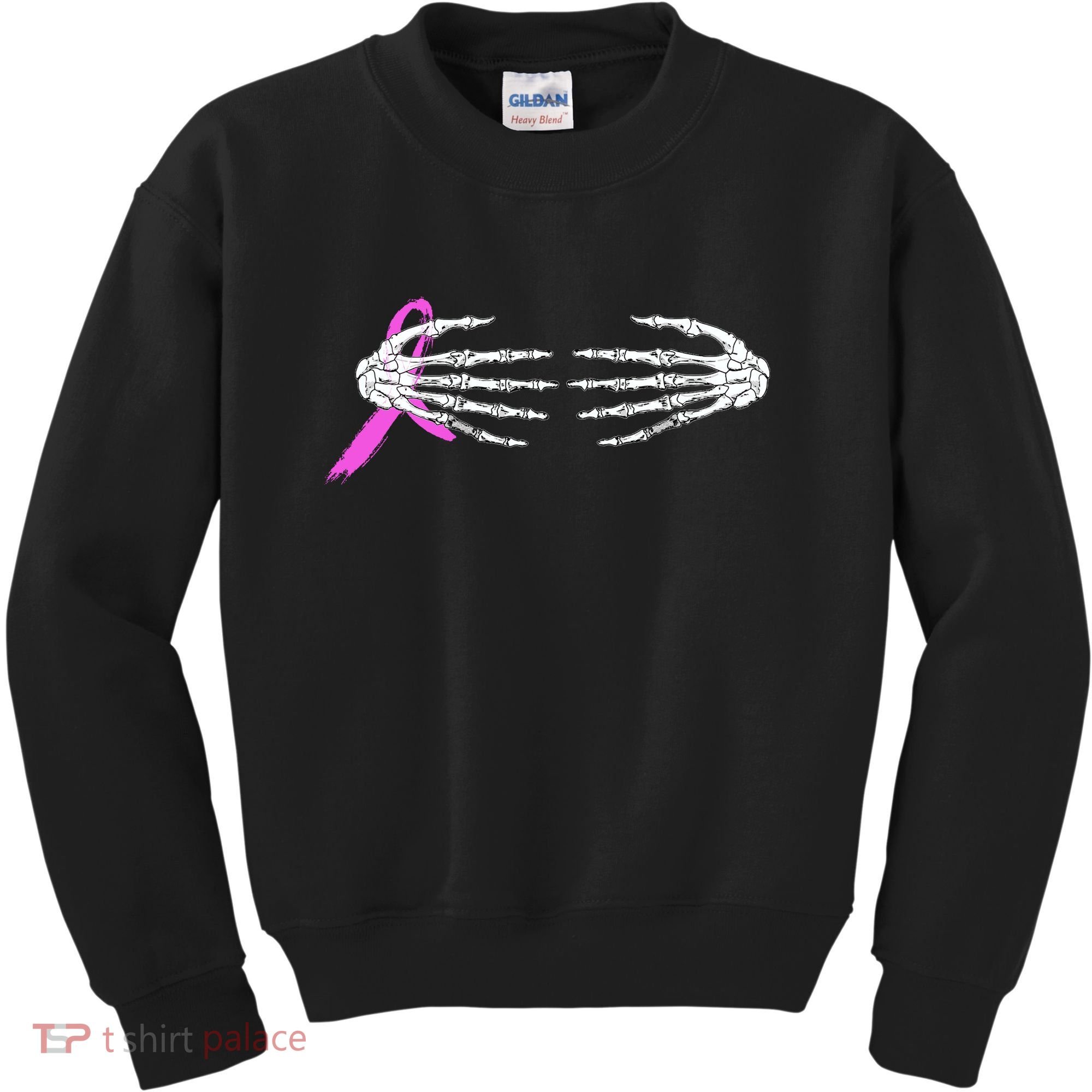 Breast Cancer Skeleton Hands Kids Sweatshirt