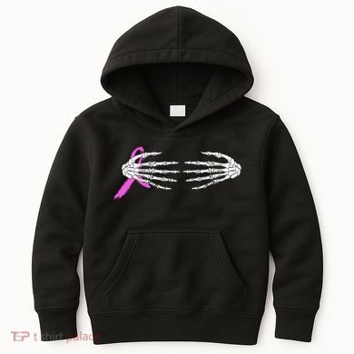 Breast Cancer Skeleton Hands Kids Hoodie