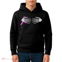 Breast Cancer Skeleton Hands Kids Hoodie thumb 4