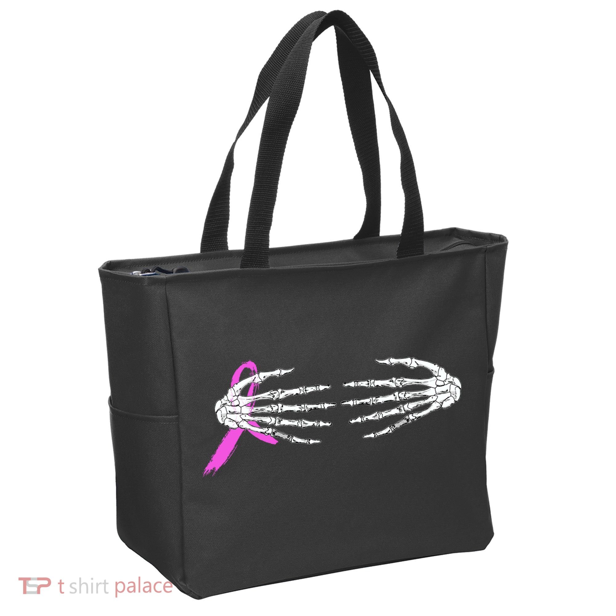 Breast Cancer Skeleton Hands Tote Bag