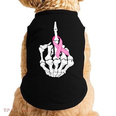 Breast Cancer Skeleton Middle Finger Ribbon Doggie Tank