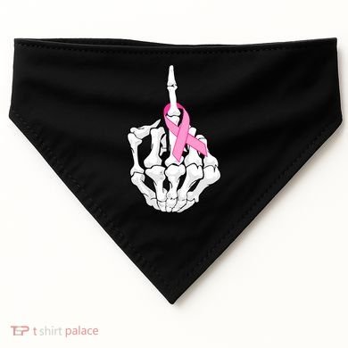 Breast Cancer Skeleton Middle Finger Ribbon USA-Made Doggie Bandana