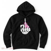 Breast Cancer Skeleton Middle Finger Ribbon Hoodie thumb 0