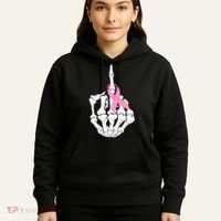 Breast Cancer Skeleton Middle Finger Ribbon Hoodie thumb 5