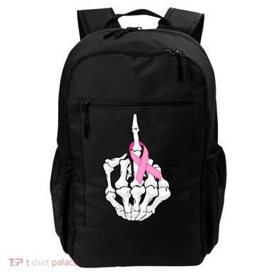 Breast Cancer Skeleton Middle Finger Ribbon Backpack