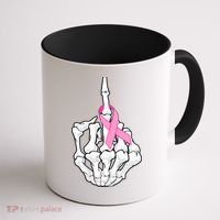Breast Cancer Skeleton Middle Finger Ribbon Coffee Mug thumb 1