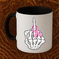 Breast Cancer Skeleton Middle Finger Ribbon Coffee Mug thumb 2