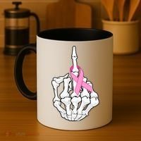 Breast Cancer Skeleton Middle Finger Ribbon Coffee Mug thumb 4