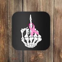 Breast Cancer Skeleton Middle Finger Ribbon Coaster thumb 0