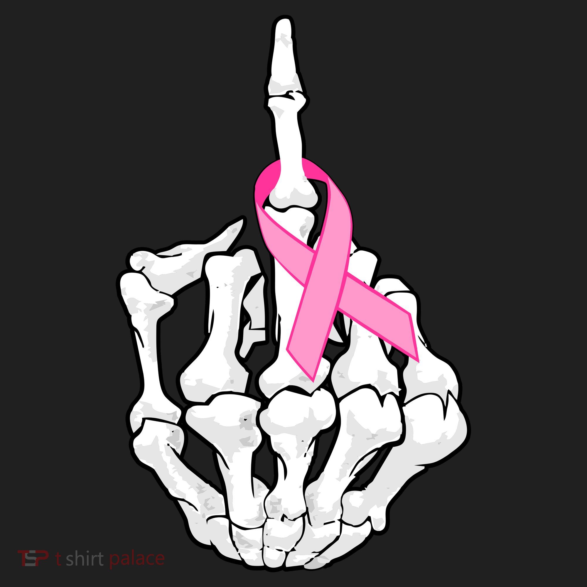 Breast Cancer Skeleton Middle Finger Ribbon Tumbler