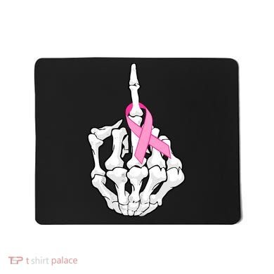 Breast Cancer Skeleton Middle Finger Ribbon Mousepad