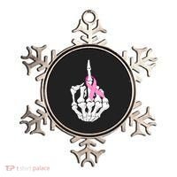 Breast Cancer Skeleton Middle Finger Ribbon Ornament thumb 0
