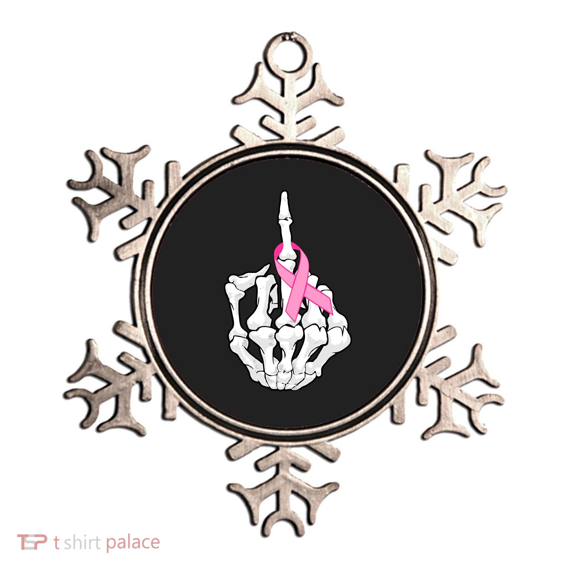 Breast Cancer Skeleton Middle Finger Ribbon Ornament