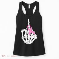 Breast Cancer Skeleton Middle Finger Ribbon Women's Tank Top thumb 0