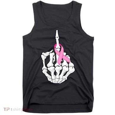 Breast Cancer Skeleton Middle Finger Ribbon Tank Top