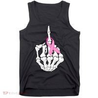 Breast Cancer Skeleton Middle Finger Ribbon Tank Top thumb 0