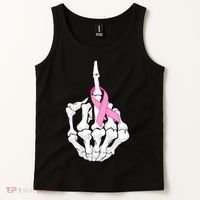 Breast Cancer Skeleton Middle Finger Ribbon Tank Top thumb 2