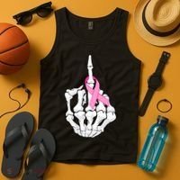 Breast Cancer Skeleton Middle Finger Ribbon Tank Top thumb 4