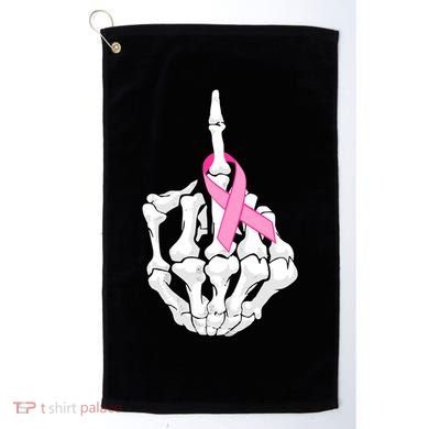 Breast Cancer Skeleton Middle Finger Ribbon Golf Towel