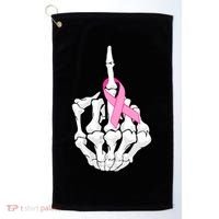 Breast Cancer Skeleton Middle Finger Ribbon Golf Towel thumb 0