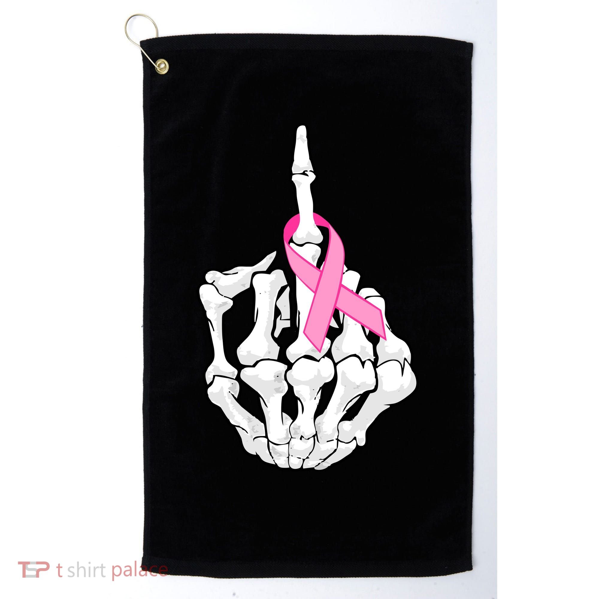 Breast Cancer Skeleton Middle Finger Ribbon Golf Towel