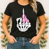 Breast Cancer Skeleton Middle Finger Ribbon Women's T-Shirt thumb 2
