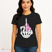 Breast Cancer Skeleton Middle Finger Ribbon Women's T-Shirt thumb 4