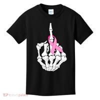 Breast Cancer Skeleton Middle Finger Ribbon Kids T-Shirt thumb 0