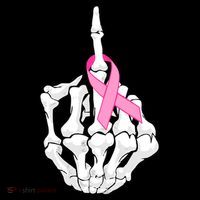 Breast Cancer Skeleton Middle Finger Ribbon Kids T-Shirt thumb 4
