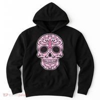 Breast Cancer Sugar Skull Day Of The Dead Dia De Los Muertos Hoodie thumb 0