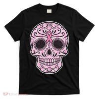 Breast Cancer Sugar Skull Day Of The Dead Dia De Los Muertos T-Shirt thumb 0