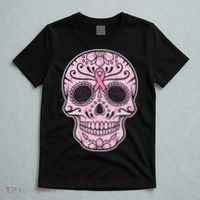 Breast Cancer Sugar Skull Day Of The Dead Dia De Los Muertos T-Shirt thumb 5