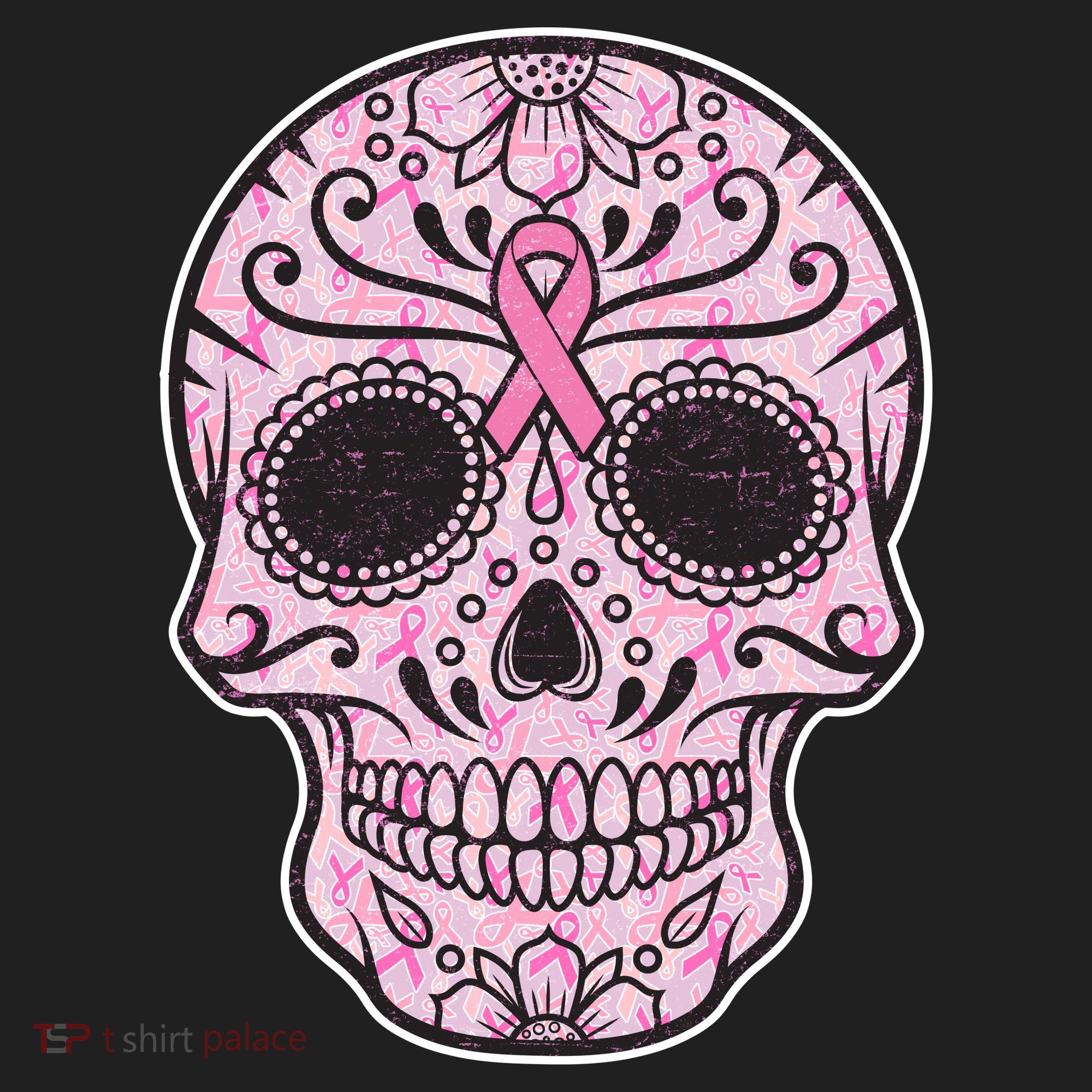 Breast Cancer Sugar Skull Day Of The Dead Dia De Los Muertos Beanie
