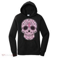 Breast Cancer Sugar Skull Day Of The Dead Dia De Los Muertos Women's Hoodie thumb 0