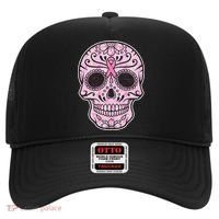 Breast Cancer Sugar Skull Day Of The Dead Dia De Los Muertos Hat thumb 0