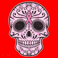 Breast Cancer Sugar Skull Day Of The Dead Dia De Los Muertos Santa Hat thumb 1