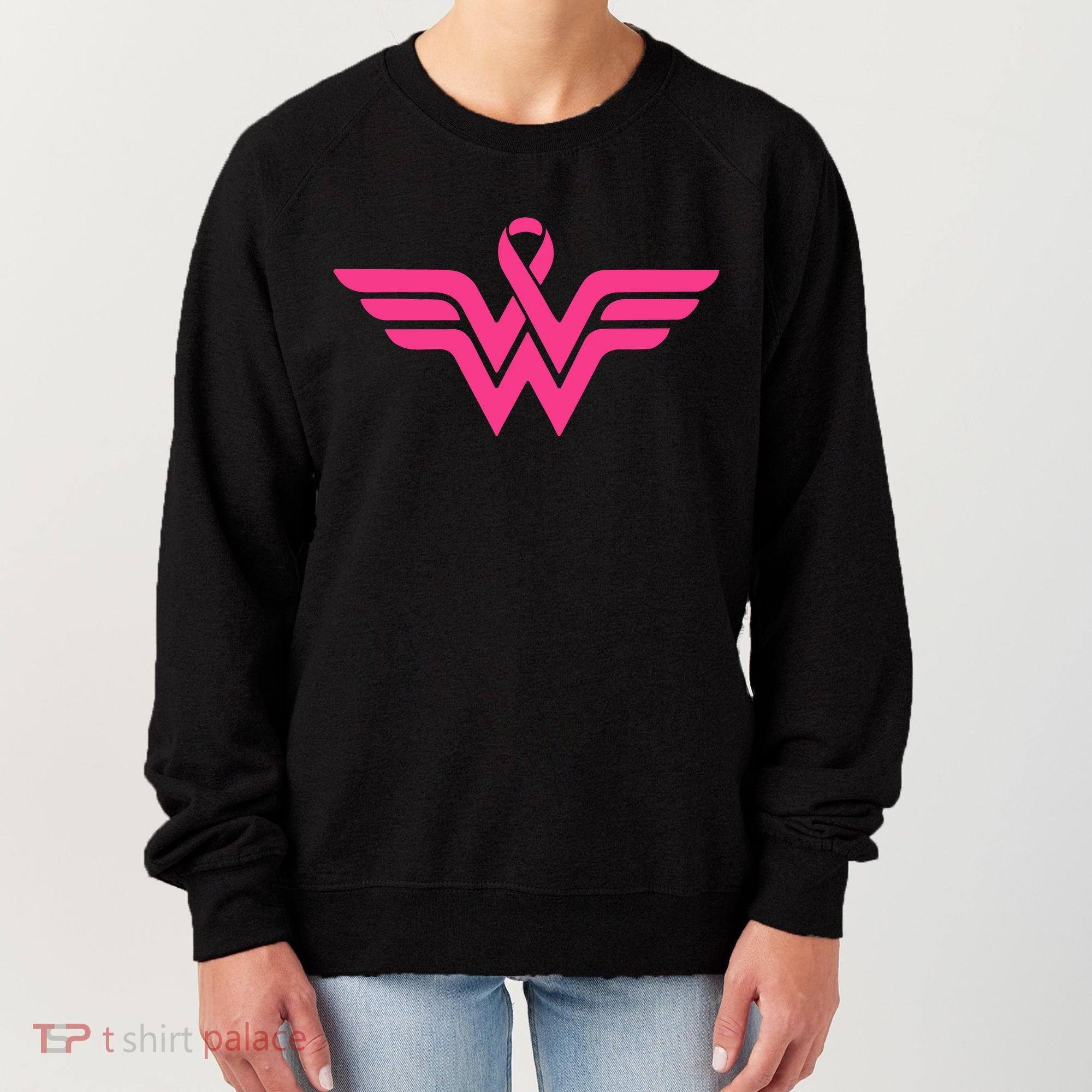Breast Cancer Superhero Ribbon Logo Women's Sweatshirt