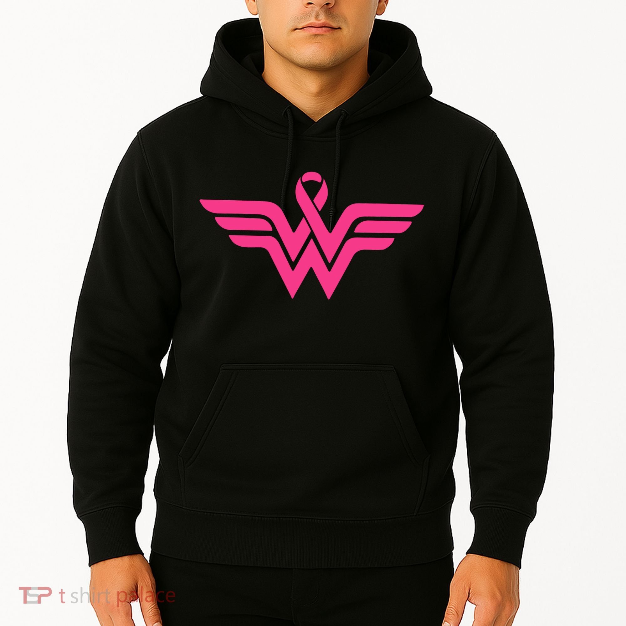 Breast Cancer Superhero Ribbon Logo Hoodie