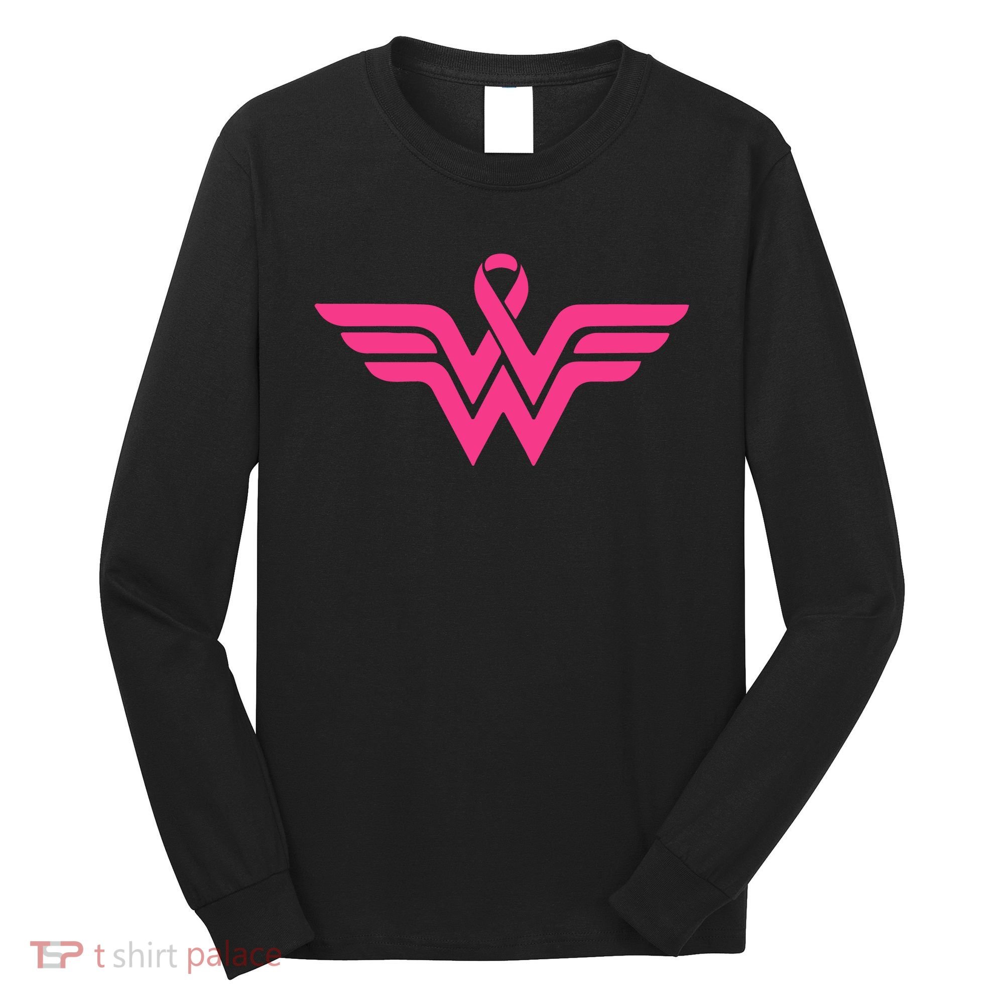 Breast Cancer Superhero Ribbon Logo Long Sleeve Shirt