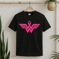 Breast Cancer Superhero Ribbon Logo T-Shirt thumb 2