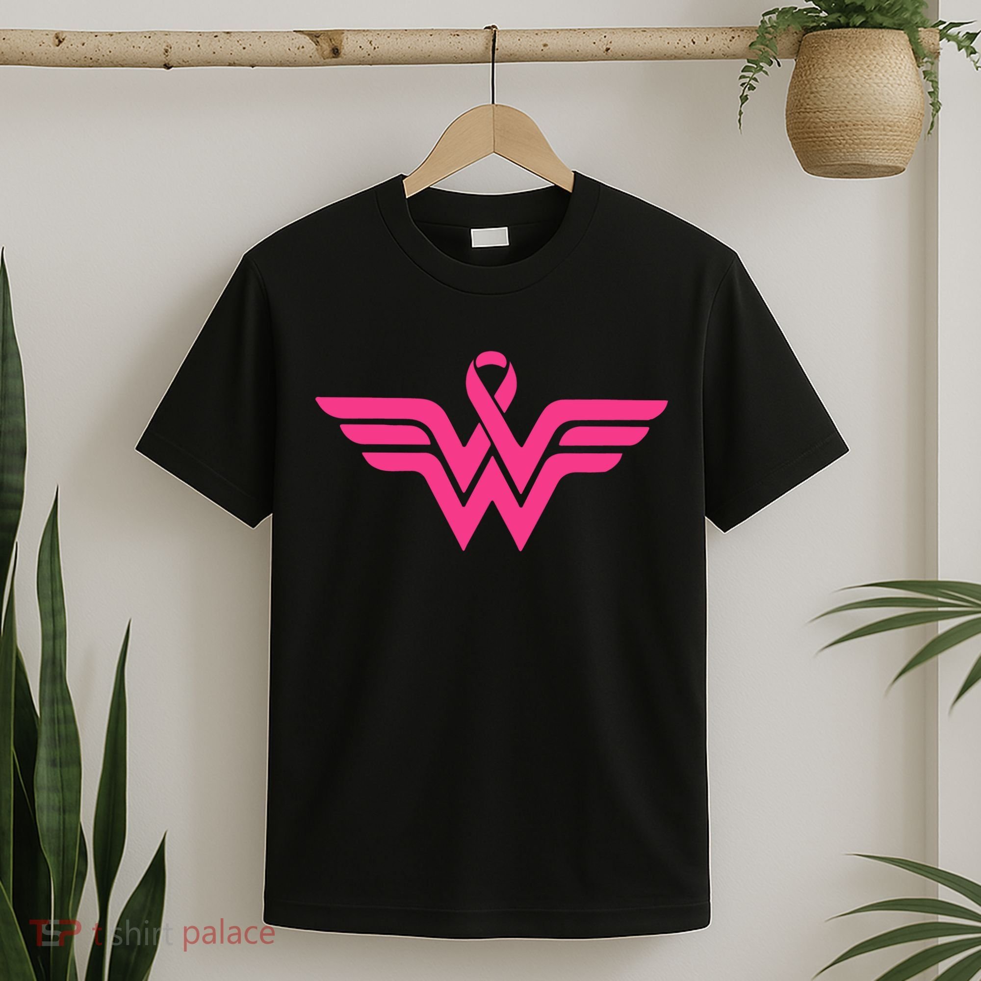 Breast Cancer Superhero Ribbon Logo T-Shirt